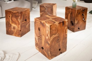 MASUTA DE CAFEA 30CM, TEAK COD 39225, LEMN MASIV REALIZAT MANUAL - Img 4