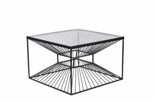 MASUTA DE CAFEA 60CM, ILLUSION, STICLA SECURIZATA SI METAL, COD 43502, DESIGN MODERN