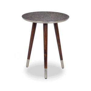 MASUTA DE CAFEA, ALCASAR 50CM, METAL SI LEMN, MOTIVE ARGINTII, COD 43353, MODEL DEOSEBIT - Img 1