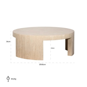 MASUTA DE CAFEA BILTMORE, 8673, BEJ, CONFECTIONATA DIN TRAVERTIN ITALIAN, STIL MODERN - Img 3