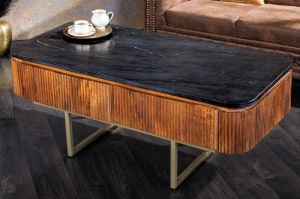 MASUTA DE CAFEA, DIN LEMN MASIV SI MARMURA 110CM, GATSBY, REALIZATA MANUAL