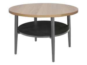 MASUTA DE CAFEA ELLA B, STEJAR/NEGRU MAT, DIN PAL LAMINAT SI METAL, STIL MODERN