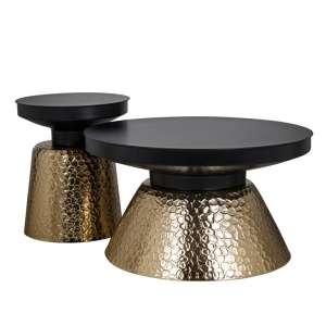 MASUTA DE CAFEA FREDDIE, NEGRU/AURIU, 825162, CONFECTIONATA DIN FIER, STIL MODERN - Img 2