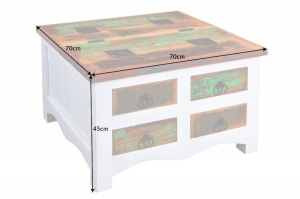 MASUTA DE CAFEA JAKARTA 70CM, DIN LEMN DE MANGO, ALB/MULTICOLOR, COD 42149 - Img 7