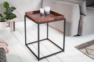 MASUTA DE CAFEA/NOPTIERA, ELEMENTS 40CM DIN METAL SI BLAT DIN FURNIR LEMN STEJAR, COD 39715