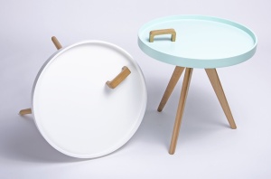 MASUTA DE CAFEA TITO ALBASTRA DIN MDF SI LEMN DE STEJAR STIL MODERN B2 - Img 6