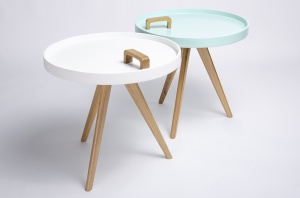 MASUTA DE CAFEA TITO ALBASTRA DIN MDF SI LEMN DE STEJAR STIL MODERN B2 - Img 8