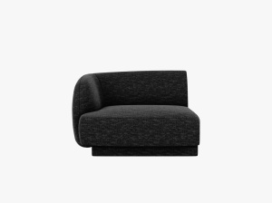 MODUL CANAPEA MILEY, PE STANGA, NEGRU, CU TAPITERIE DIN TEXTIL CHENILLE HAGA, MICADONI