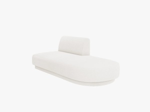 MODUL SEZLONG MILEY, PE DREAPTA, ALB, CU TAPITERIE DIN TEXTIL BOUCLE BALOO, MICADONI