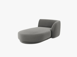 MODUL SEZLONG MILEY, PE DREAPTA, GRI DESCHIS, CU TAPITERIE DIN CATIFEA BLUVEL, MICADONI