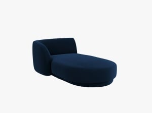 MODUL SEZLONG MILEY, PE STANGA, ALBASTRU ROYAL, CU TAPITERIE DIN CATIFEA BLUVEL, MICADONI