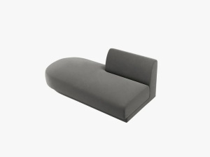 MODUL SEZLONG MILEY, PE STANGA, GRI DESCHIS, CU TAPITERIE DIN CATIFEA BLUVEL, MICADONI - Img 3