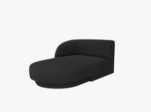 MODUL SEZLONG MILEY, PE STANGA, NEGRU, CU TAPITERIE DIN TEXTIL BOUCLE BALOO