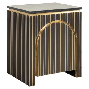 NOPTIERA LES ARCS, NEGRU/AURIU, DIN MDF. MARMURA SI METAL, RICHMOND INTERIORS