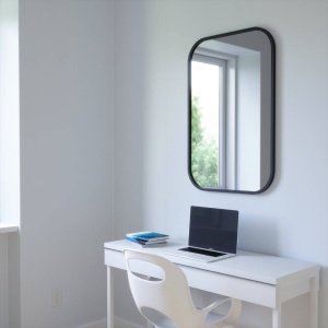 OGLINDA DE PERETE DREPTUNGHIULARA HUB, NEAGRA, STIL MODERN, B2