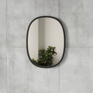 OGLINDA DE PERETE OVALA HUB, NEAGRA, 46X61 CM, RAMA DIN CAUCIUC, STIL MODERN, B2