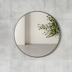 OGLINDA DE PERETE ROTUNDA, HUBBA, NEAGRA, 86 CM, STIL MODERN, B2 - Img 2