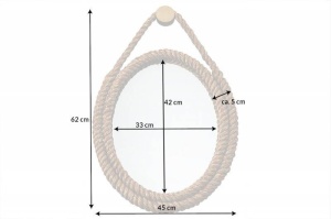 OGLINDA DE PERETE, SEVEN SEAS 60CM, DIN FUNIE NATURALA, COD 43471 - Img 4