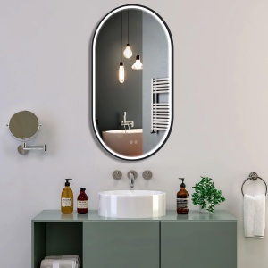 Oglindă LED OVL 50x100cm Black - Img 3