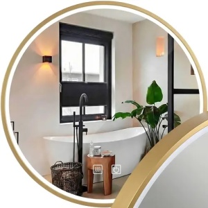 OGLINDA PENTRU BAIE, CU LED 100cm MMJ BRUSH GOLD, CALITATE SUPERIOARA