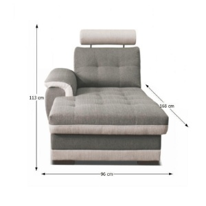 OTOMAN CU TETIERA RUBA LC, GRI INCHIS SI CREM, DIN TEXTIL INARI, STANGA, STIL MODERN, TK - Img 2