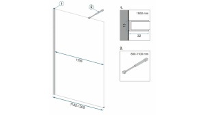 PARAVAN DE DUS REA AERO, 100CM, NEGRU MAT, DIN STICLA, CALITATE SUPERIOARA - Img 7