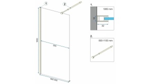 PARAVAN DE DUS REA AERO, 90CM, AURIU, DIN STICLA, CALITATE SUPERIOARA - Img 5
