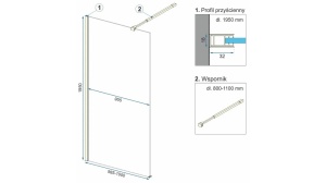 PARAVAN DE DUS REA AERO OMBRE, 100CM, AURIU PERIAT/ALB, DIN STICLA, CALITATE SUPERIOARA - Img 6