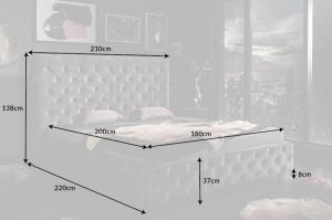 PAT DEOSEBIT, PARIS 180X200, DIN LEMN MASIV SI CATIFEA DE CULOARE OLIVE GRI, STIL CHESTERFIELD - Img 6