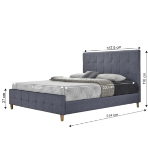 PAT MATRIMONIAL 180x200CM, BALDER, TEXTIL GRI, STIL MODERN - Img 2