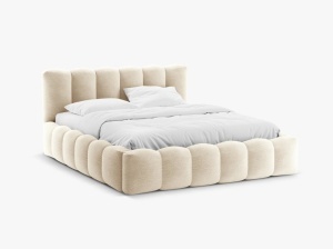 PAT TAPITAT LUPINE, 140X200, BEJ, SOMIERA RABATABILA, CU TAPITERIE DIN TEXTIL BOUCLE BALOO, MICADONI