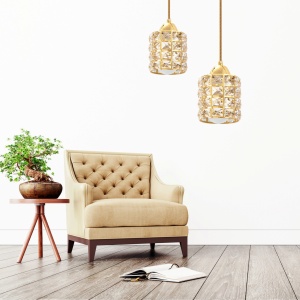 PENDUL CRYSTAL GOLD APP724-1CP, 85X10, AURIU, DIN METAL SI STICLA, STIL MODERN, TU - Img 5
