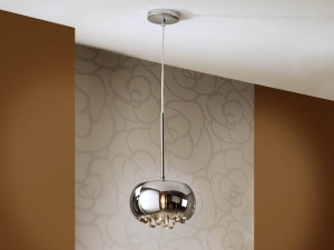PENDUL CU CRISTALE ARGOS, 22 CM, CROM, DIN METAL SI STICLA, STIL MODERN