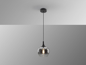 PENDUL OPAZ, 19 CM, NEGRU MAT/FUMURIU, DIN METAL SI STICLA, STIL MODERN