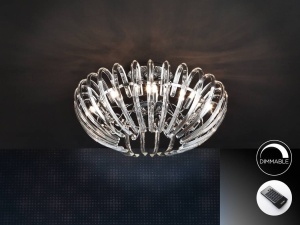 PLAFONIERA ARIADNA, CU TELECOMANDA, 53 CM, CROM/TRANSPARENT, DIN METAL SI STICLA, STIL MODERN