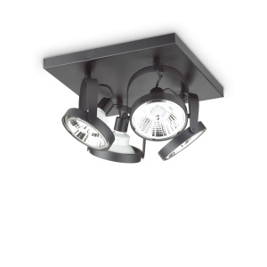 PLAFONIERA GLIM PL4 SQUARE, NEGRU, DESIGN MODERN, IDEAL LUX
