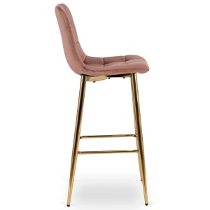 SCAUN BAR, ARTIM MEBLE, REALIZAT DIN CATIFEA SI METAL, CULOARE ROZ/AURIU, STIL MODERN - Img 4