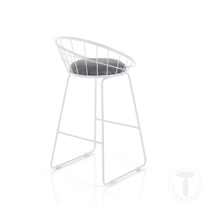 SCAUN BAR, AZA WHITE 85CM, CADRUL DIN METAL SI STOFA GRI, STIL MODERN, COD 4634 - Img 3