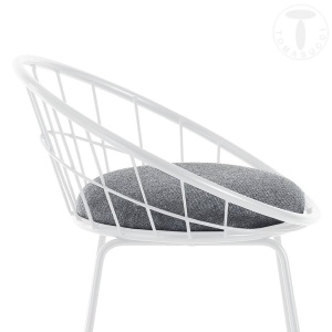 SCAUN BAR, AZA WHITE 85CM, CADRUL DIN METAL SI STOFA GRI, STIL MODERN, COD 4634 - Img 5