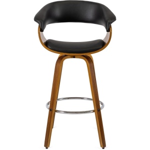 SCAUN BAR ROTATIV, ARTIM MEBLE, REALIZAT DIN PIELE ECO, FURNIR, LEMN SI METAL, CULOARE NUC, NEGRU/NATUR, STIL MODERN - Img 3