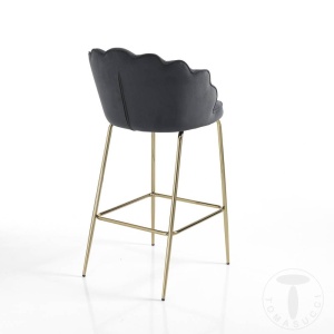 SCAUN BAR, SHELL 92CM, CADRUL DIN METAL SI CATIFEA GRI, STIL MODERN, COD 4337 - Img 3