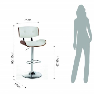 SCAUN BAR, UPPSALA 85CM, CADRUL DIN METAL, LEMN SI PIELE ECO, STIL MODERN, COD 4373 - Img 4