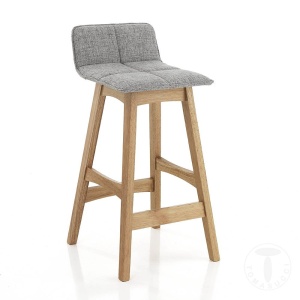 SCAUN BAR, VARM 84CM, CADRUL DIN LEMN SI STOFA GRI, STIL MODERN, COD 4006