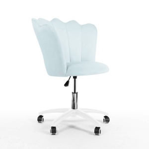 SCAUN BIROU PRINCESSA, ALBASTRU/ALB, TAPITERIE DIN CATIFEA SI PICIOARE DIN METAL, STIL MODERN