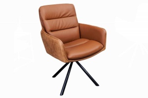 SCAUN CONFORTABIL, BIG GEORGE, PIELE NATURALA SI PICIOARE METAL, COD 43637, ROTATIV - Img 5