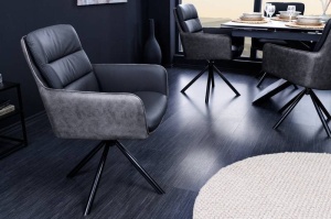 SCAUN CONFORTABIL, BIG GEORGE, PIELE NATURALA SI PICIOARE METAL, COD 43636, ROTATIV - Img 2