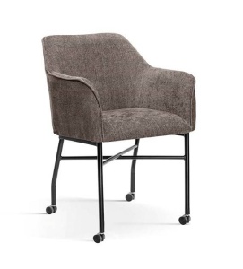 SCAUN CU ROTI MALAGA WHEELS, MARO/NEGRU, TAPITERIE DIN STOFA SI PICIOARE DIN METAL, STIL MODERN