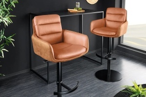 SCAUN DE BAR, BIG GEORGE, PIELE, MICROFIBRA SI METAL, CULOARE CONIAC, ARTIM GROUP SELECTION