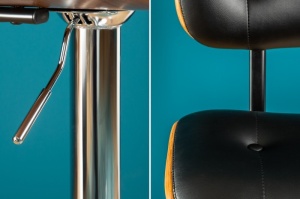SCAUN DE BAR, CLASSICO NEGRU/NUC 115CM, STIL RETRO VINTAGE - Img 6