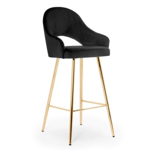 SCAUN DE BAR GODA 70, NEGRU/AURIU, STIL MODERN